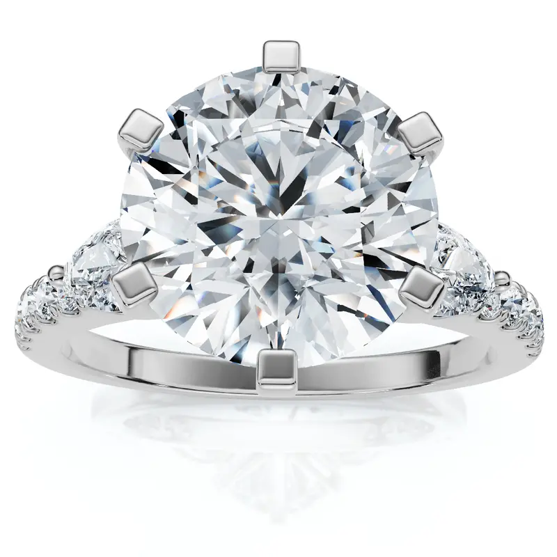 Certified 4 1/2Ct Diamond Engagement Ring Pear Accent 14K Gold Or Pt Lab Grown 1