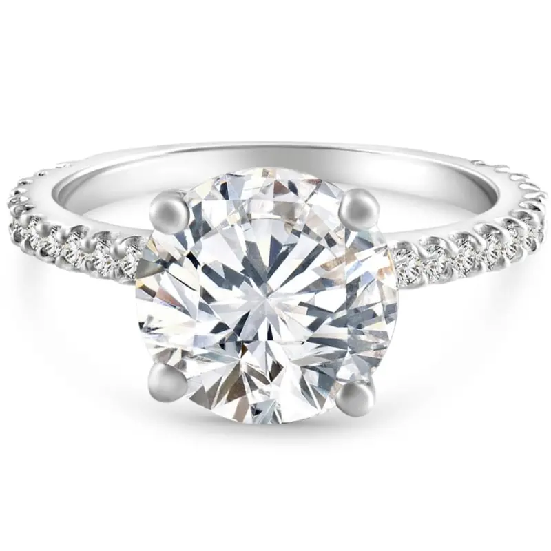 Certified 4 1/4Ct Diamond Engagement Ring 14K Gold Lab Grown With Sidestones 1