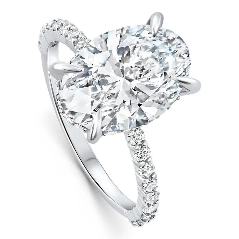 Certified 4.55Ct Oval Diamond Side Halo Engagement Ring 14K White Gold Lab Grown Size: 7 1
