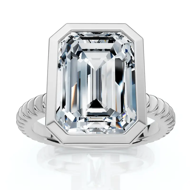 Certified 4Ct Bezel Solitaire Diamond Engagement Ring 14K Gold Lab Grown 1