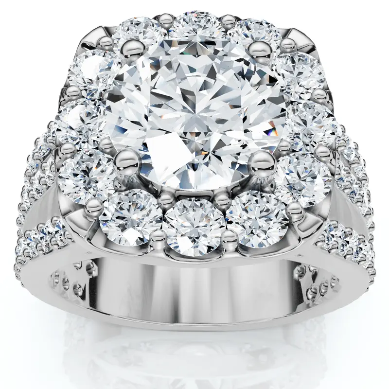 Certified 4Ct Diamond 3-Row Engagement Ring 14K Gold Lab Grown 1