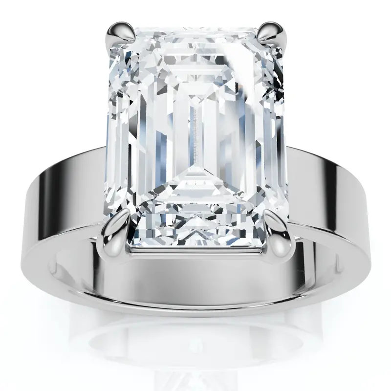 Certified 4Ct Emerald Diamond Cigar Band Engagement Ring Lab Grown 1