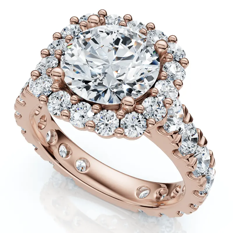 Certified 4Ct Lab Grown Cushion Halo Diamond Engagement Ring 14K Gold/Platinum 1