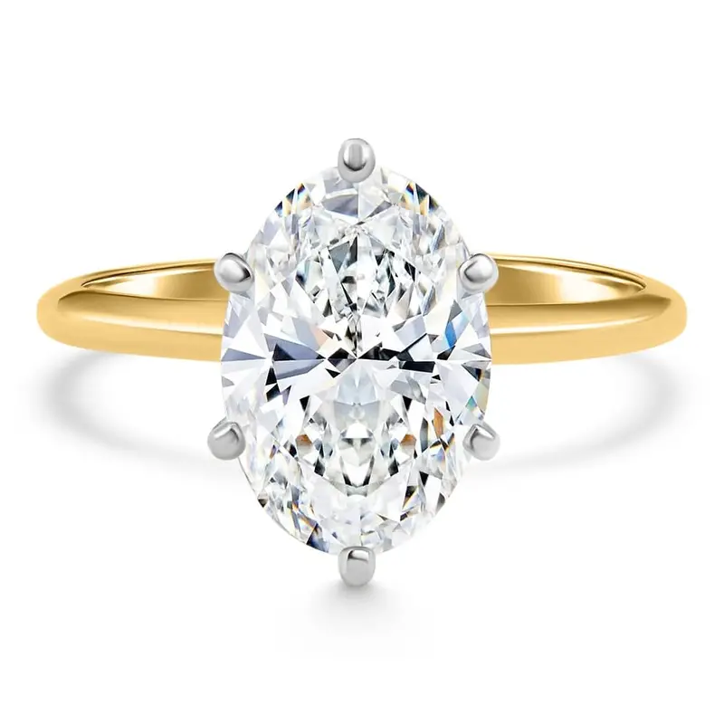 Certified 4Ct Oval Solitaire Diamond Engagement Ring 14K Gold Lab Grown 1