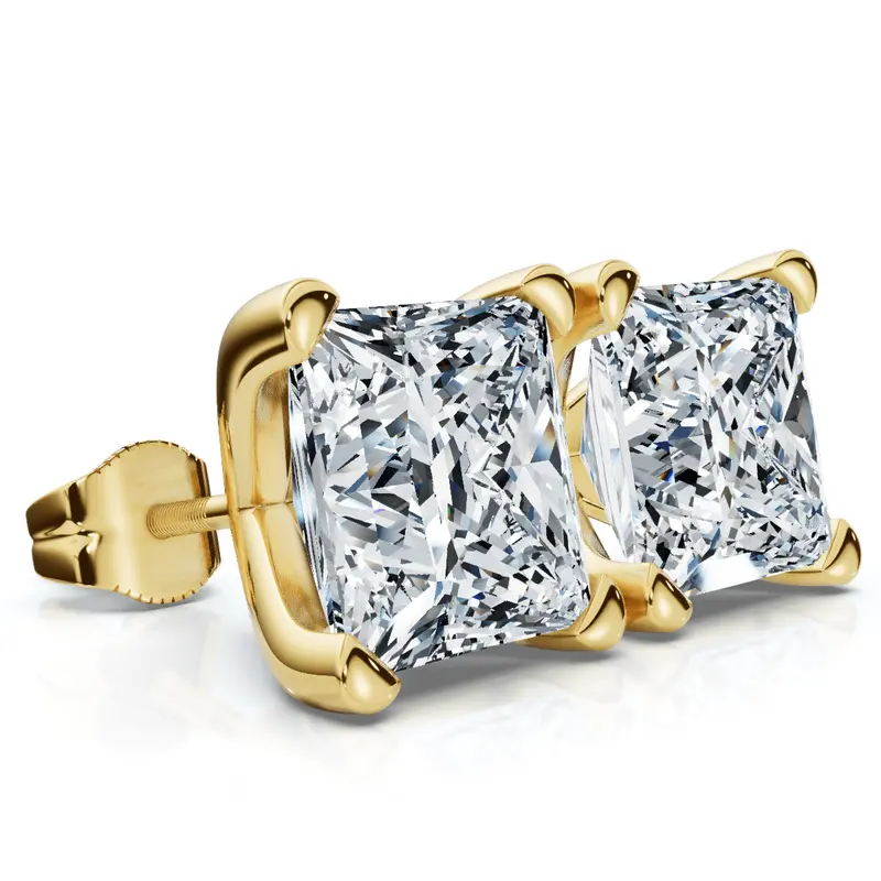 Certified 4Ct Princess Cut Martini Studs 14K Gold Lab Grown 1