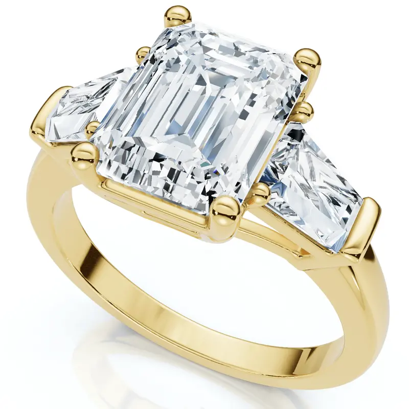 Certified 4Ct Randi Emerald Diamond Engagement Ring 14K Gold Or Pt Lab Grown 1