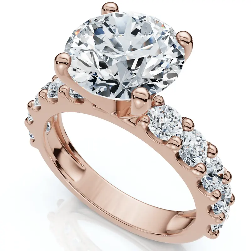 Certified 4Ct Round Cut Diamond Accent Engagement Ring 14K Gold Lab Grown 3