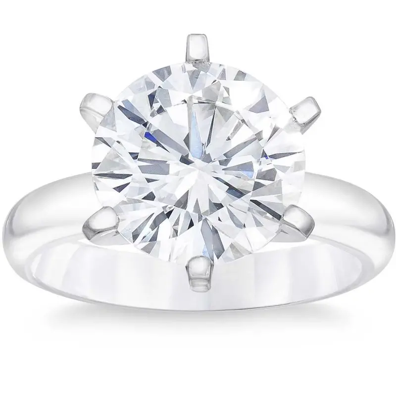 Certified 4Ct Round Diamond Solitaire Engagement Ring 14K Gold Lab Grown 1