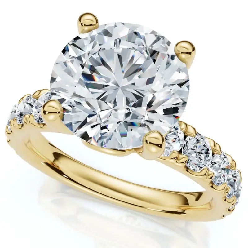 Certified 4Ct Tw Diamond Pave Engagement Ring In 14K Gold Lab Grown 1