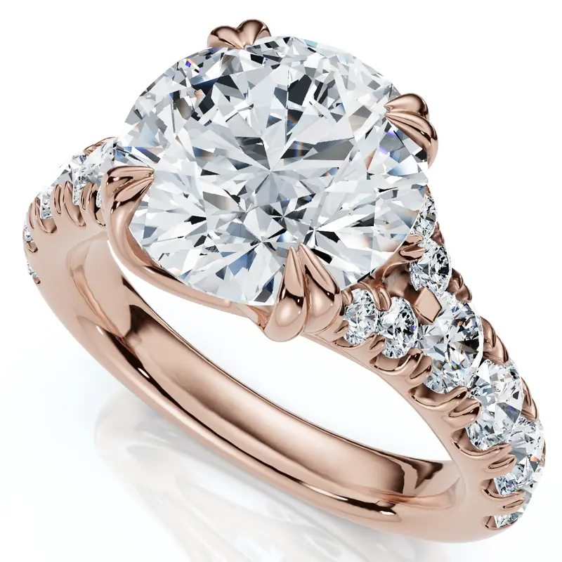 Certified 4Ct Vivian Diamond Engagement Round Diamond Ring 14K Gold Lab Grown 1