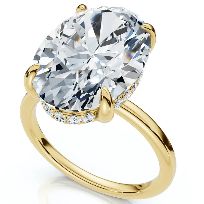 Certified 5.08Ct Oval Diamond Hidden Halo Engagement Ring 14K Gold Lab Grown 1