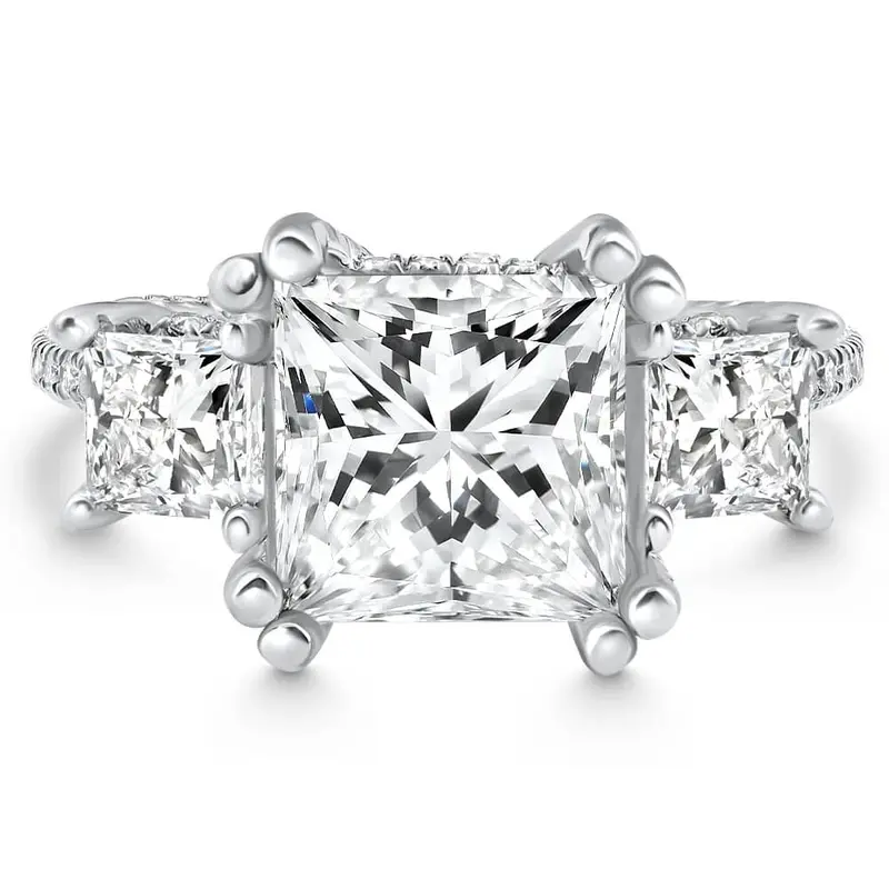 Certified 5.10Ct Princess Cut Diamond Engagement Ring 14K White Gold Lab Grown Size: 6 1