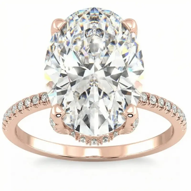 Certified 5.33Ct Oval Diamond Side Halo Engagement Ring 14K Gold Lab Grown 1