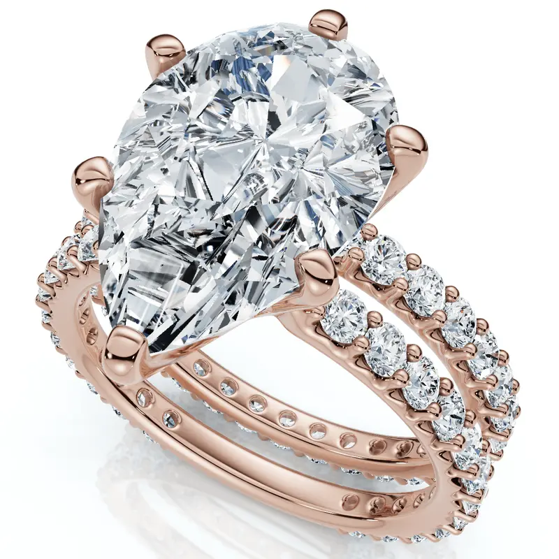 Certified 5.40Ct Pear Engagement Ring Wedding Band Set 14K Gold/Pt Lab Grown 1