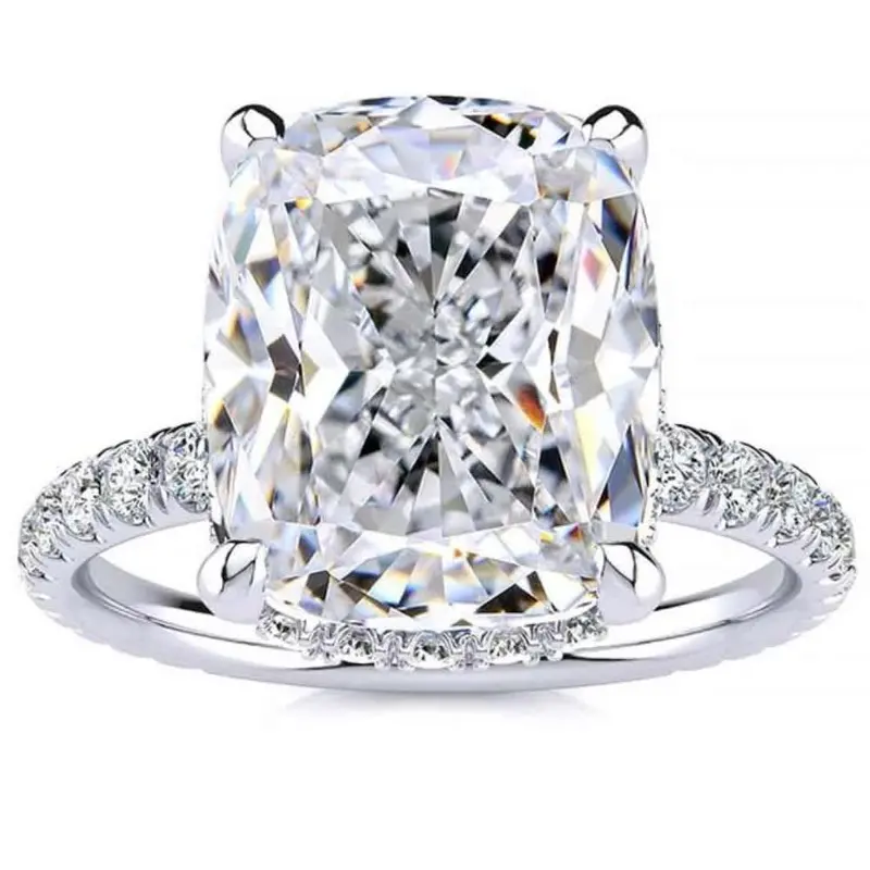 Certified 5.86Ct Elongated Cushion Diamond Hidden Halo Engagement Ring Gold Size: 7 1