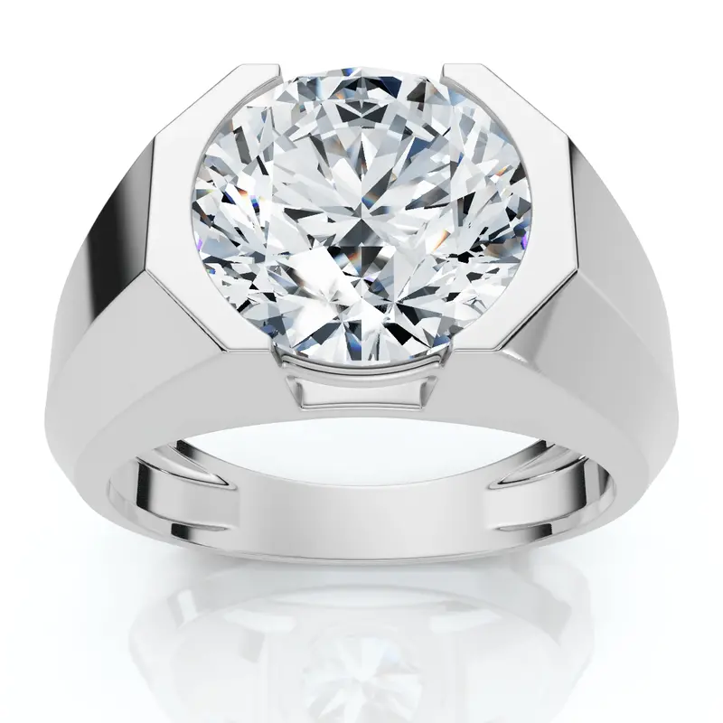 Certified 5 Ct Elon Signature Men's Bezel Diamond Ring Lab Grown 1