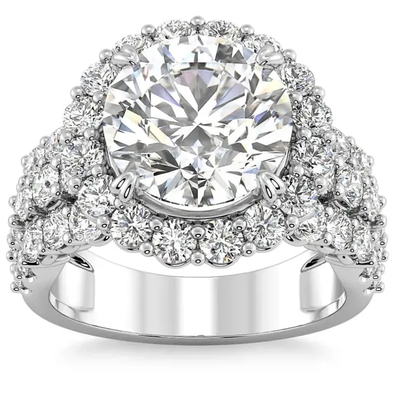 Certified 5Ct Diamond Multi Row Engagement Ring 14K Gold Lab Grown 1