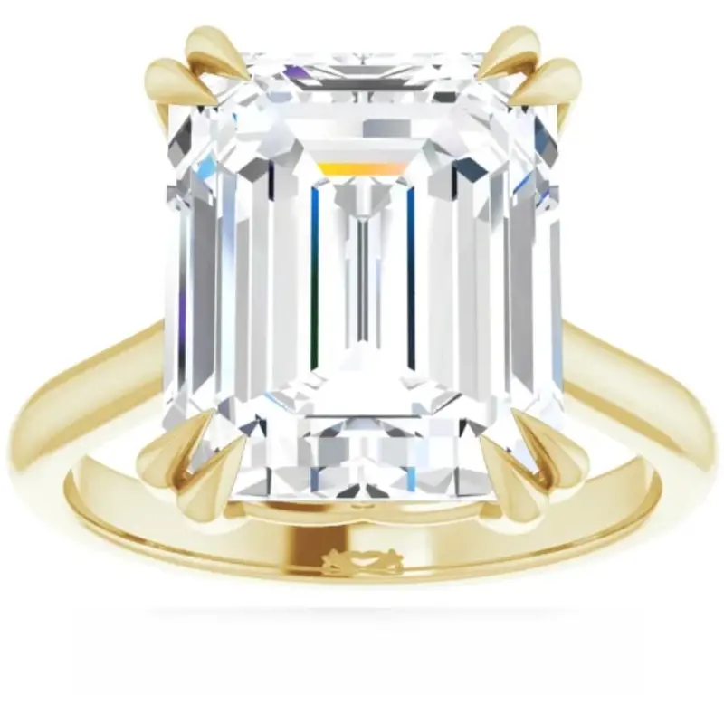 Certified 5Ct Emerald Cut Diamond Designer Engagement Ring Lab Grown 14K Gold Size: 7 1