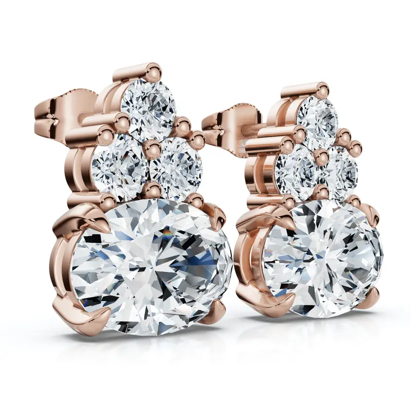 Certified 5Ct Oval Diamond Studs 14K Gold Lab Grown Fg/Vs 1