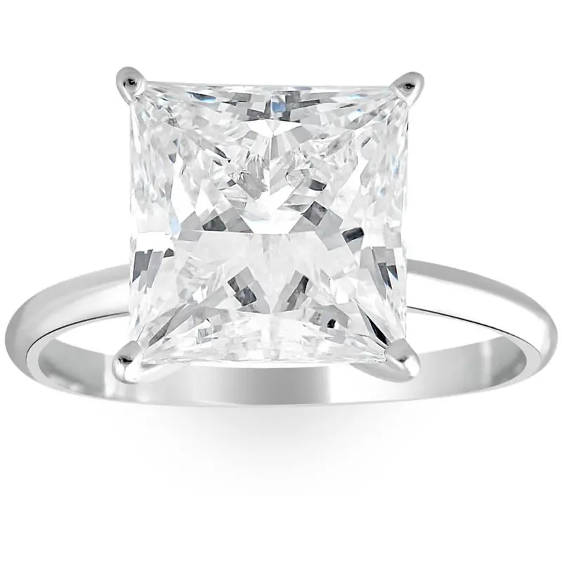 Certified 5Ct Princess Cut Diamond 14K White Gold Engagement Ring Lab Grown 1