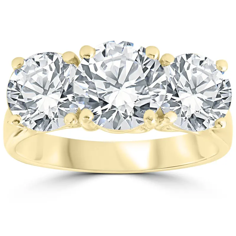 Certified 5Ct Three Stone Diamond Engagement Anniversary Ring 14K Gold Lab Grown Size Selectable 1
