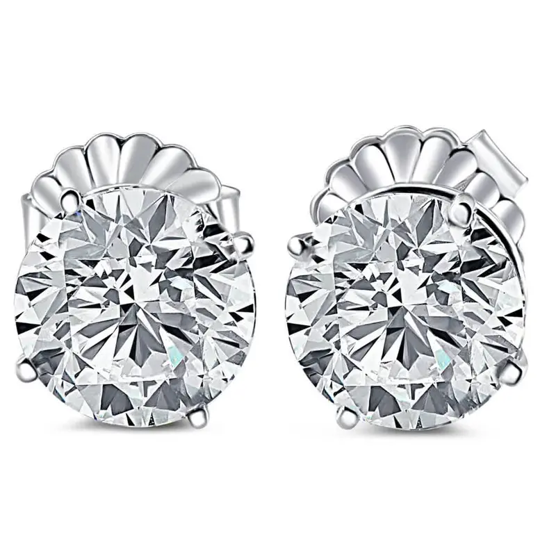 Certified 6.00Ct Round Diamond Studs 14K White Gold Lab Grown 1