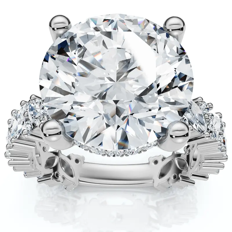 Certified 6.78Ct Round Cut Diamond Engagement Ring 14K White Gold Lab Grown Size: 7 1