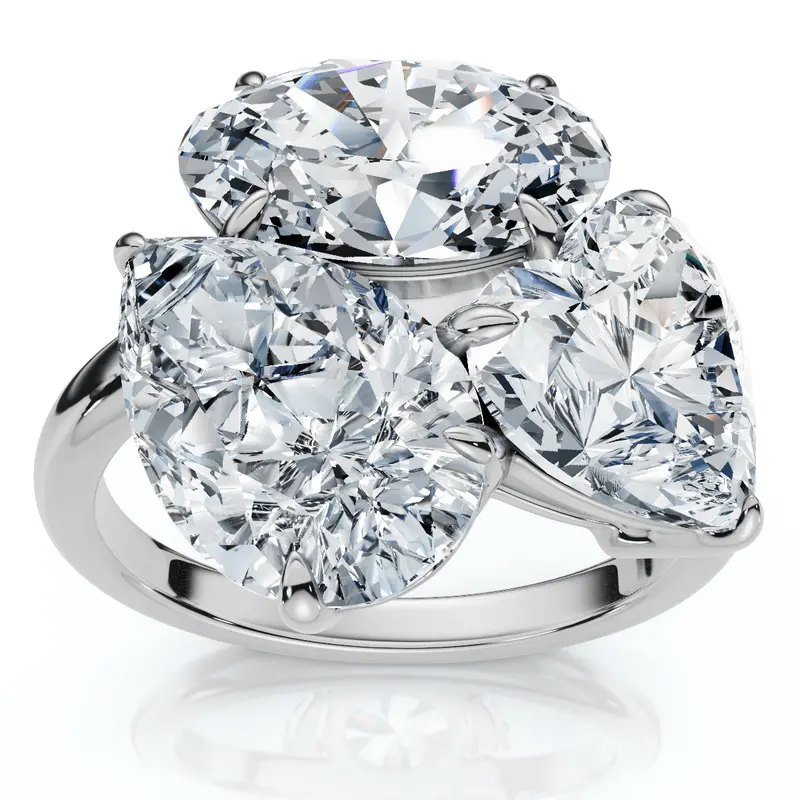 Certified 6Ct Abstract 3-Stone Diamond Ring 14K White Gold Lab Grown 1