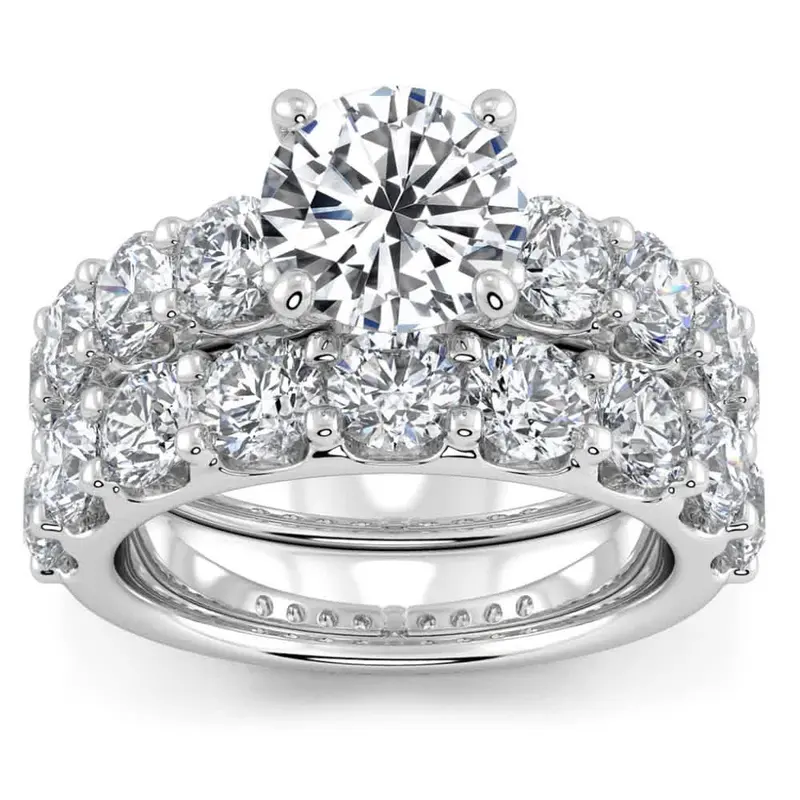 Certified 6Ct Diamond Engagement Wedding Ring Set 14K White Gold Lab Grown Size Selectable 1