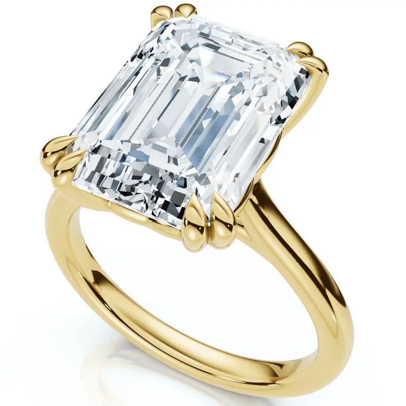 Certified 6Ct Emerald Cut Diamond Solitaire Ring 14K Gold Lab Grown 1