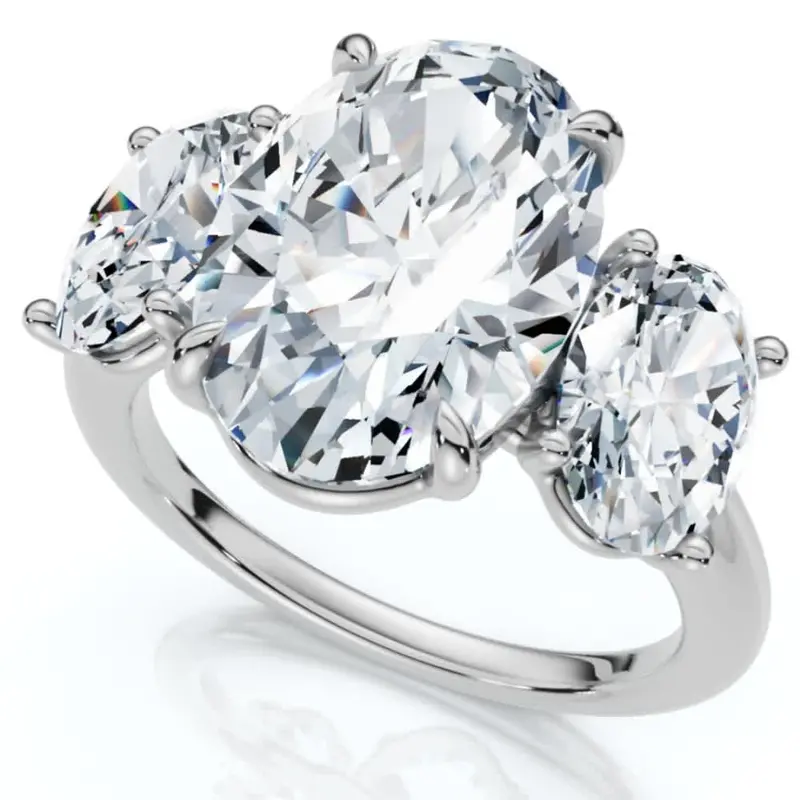 Certified 6Ct Three Stone Oval Diamond Anniversary Engagement Ring Lab Grown 14K 1
