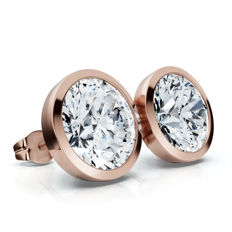 Certified 6Ct Tw Martini Bezel Diamond Studs 14K Gold Lab Grown 1