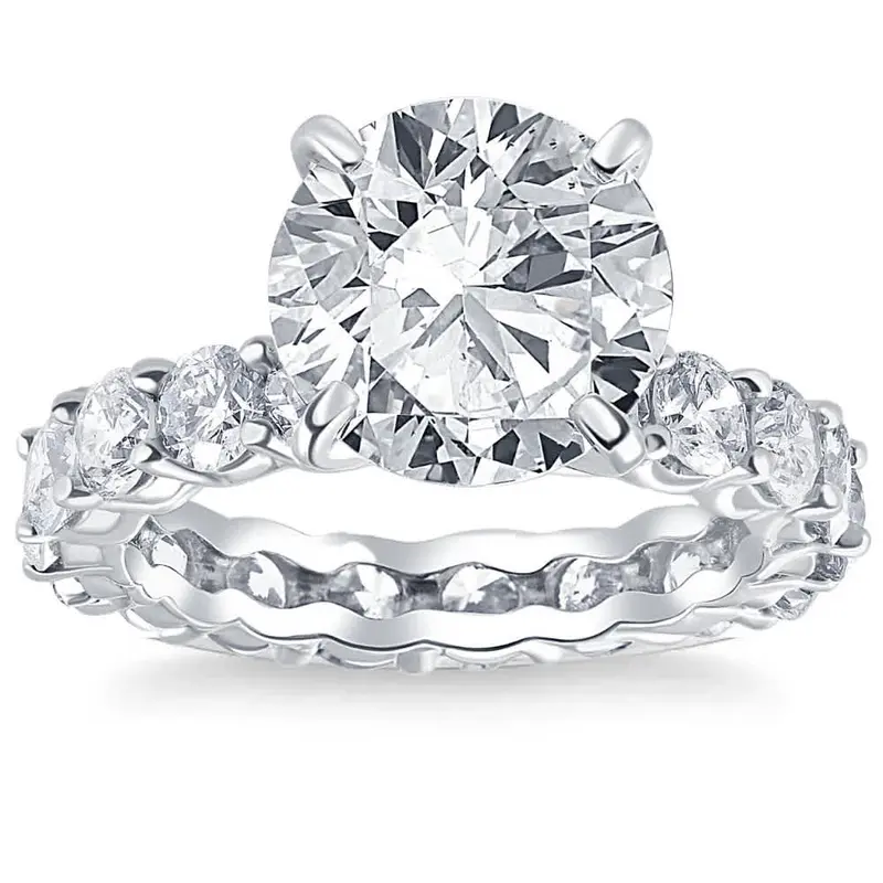 Certified 7.02 Ct Diamond Eternity Engagement Ring F/Si1 14K White Gold Size: 7 1