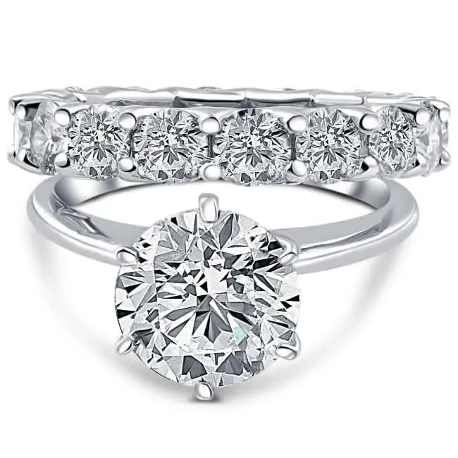 Certified 7Ct Diamond Engagement Eternity Wedding Ring Lab Grown White Gold Size: 7 1