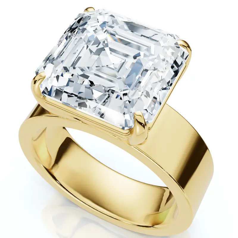 Certified 8Ct Asscher Cut Cigar Band Solitaire Diamond Engagement Ring Lab Grown 1