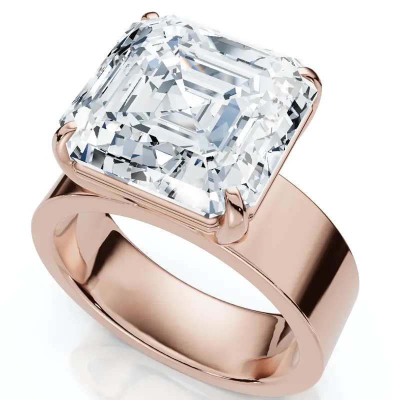 Certified 8Ct Asscher Cut Cigar Band Solitaire Diamond Engagement Ring Lab Grown 1