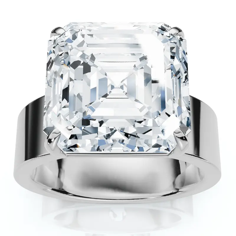 Certified 8Ct Asscher Cut Cigar Band Solitaire Diamond Engagement Ring Lab Grown 1