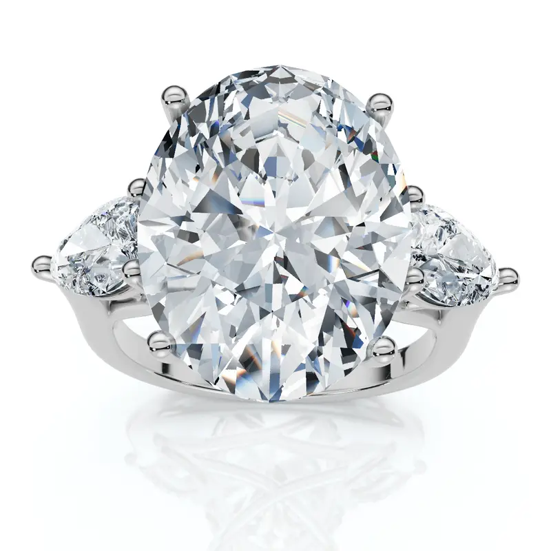 Certified 9 1/2Ct Oval Three Stone Diamond Engagement Ring 14K Gold Lab Grown 15