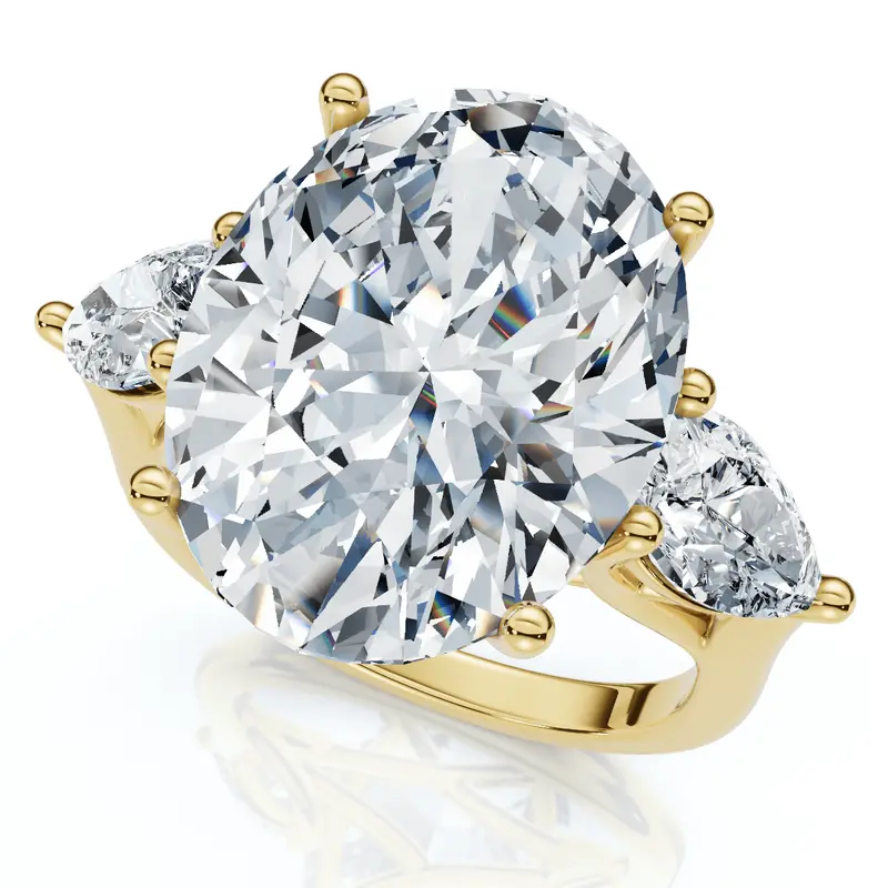 Certified 9 1/2Ct Oval Three Stone Diamond Engagement Ring 14K Gold Lab Grown 5