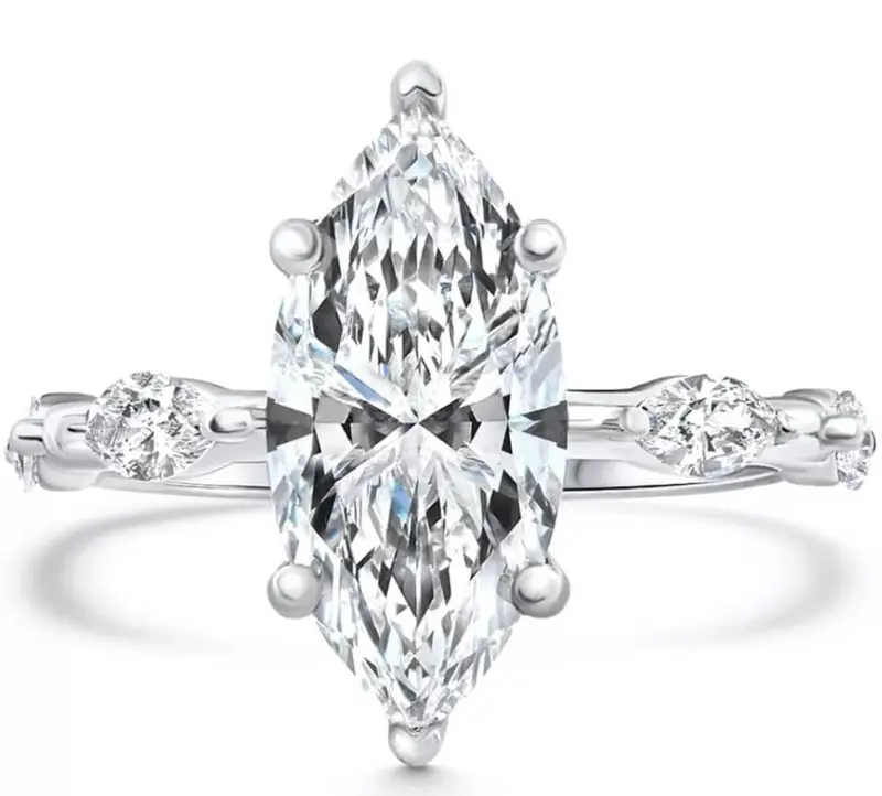 Certified Marquise-Cut Lab-Grown Diamond Engagement Ring – 1.5 to 7.5 Carats in 14K Gold