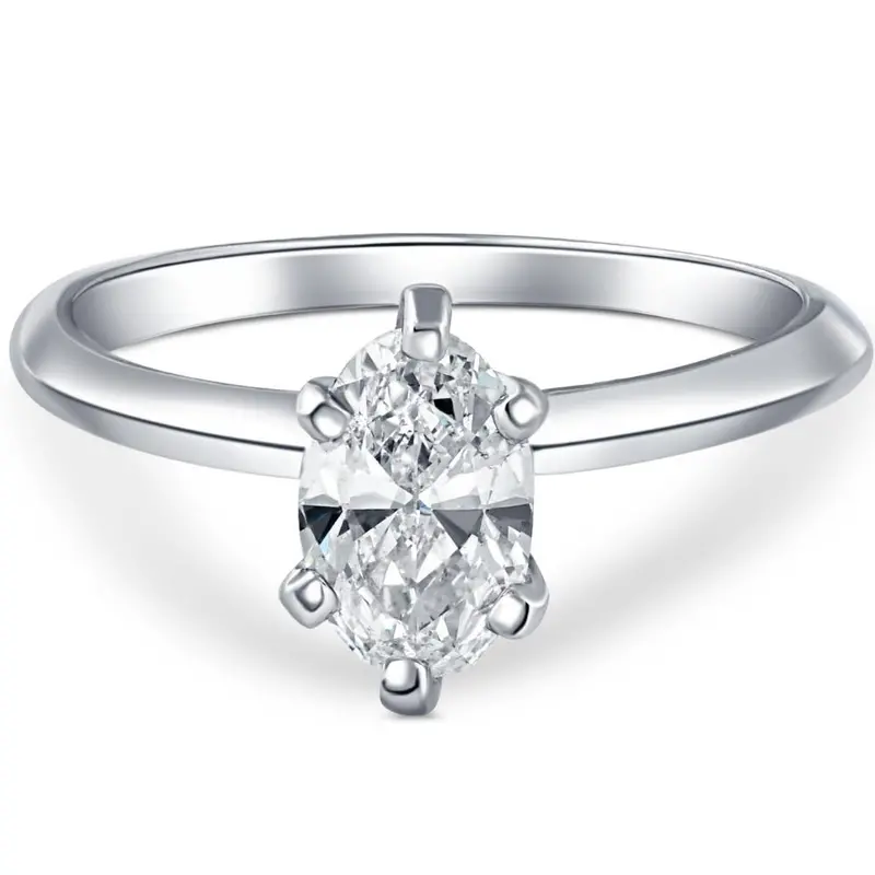 Certified Platinum 1 Ct Oval Cut Natural Diamond Solitaire Engagement Ring G/Si1 Size: 7 1