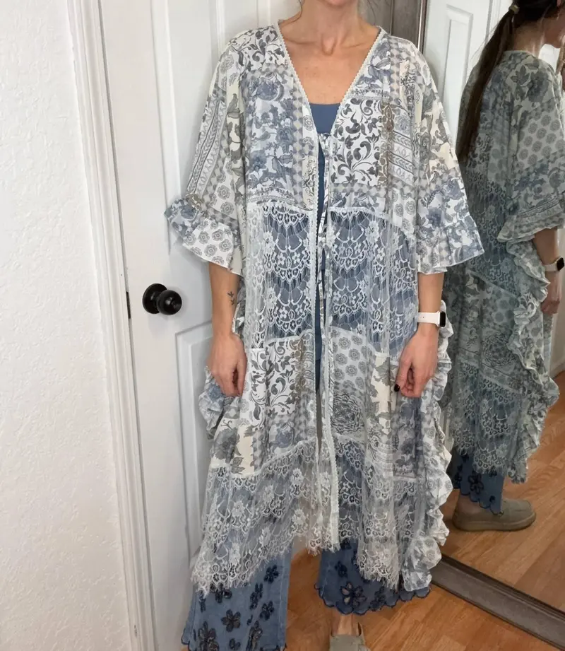 Charlene Boho Duster In Blue 1