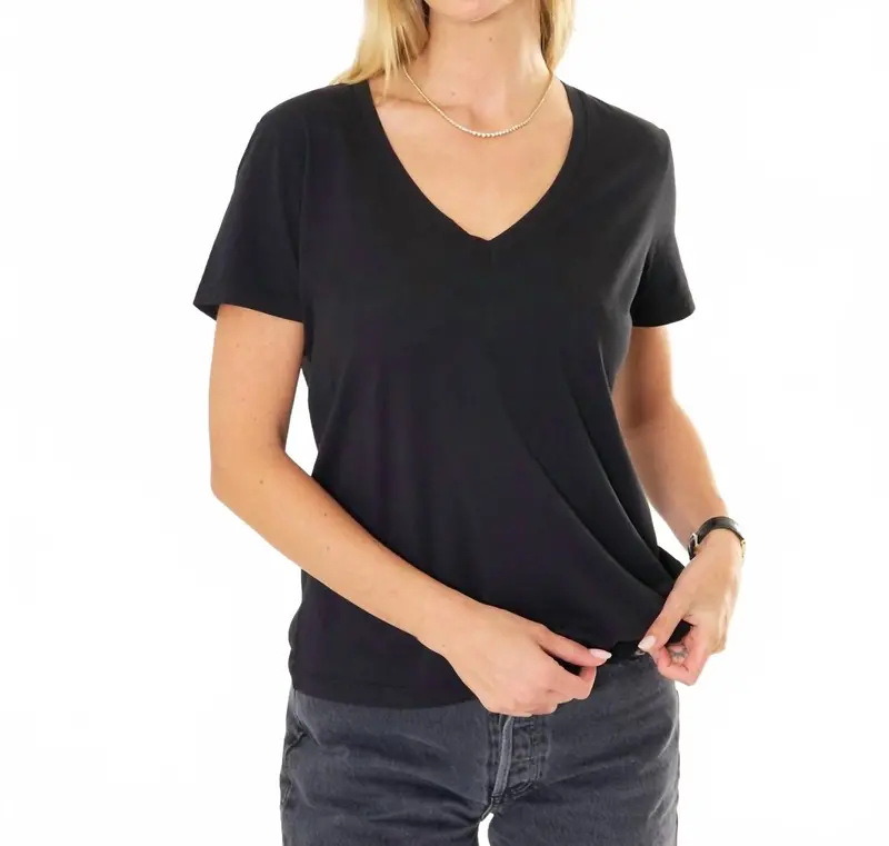 Charleston V Neck Tee In Black 1
