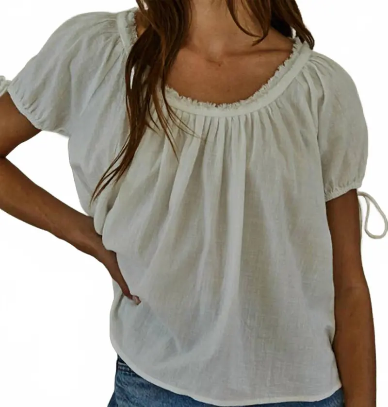 Charmed Tie Detail Sleeve Top In Off White 1