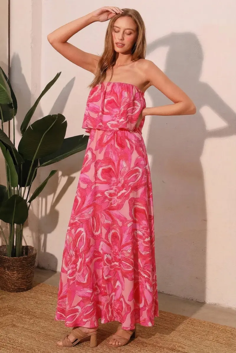 Chasing Petals Strapless Maxi Dress 1