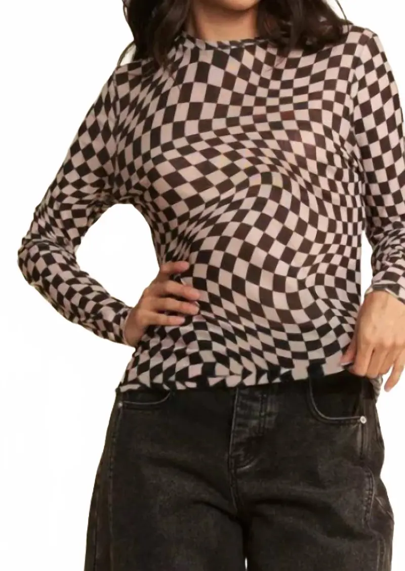 Checkered Burnout Top In Black 1