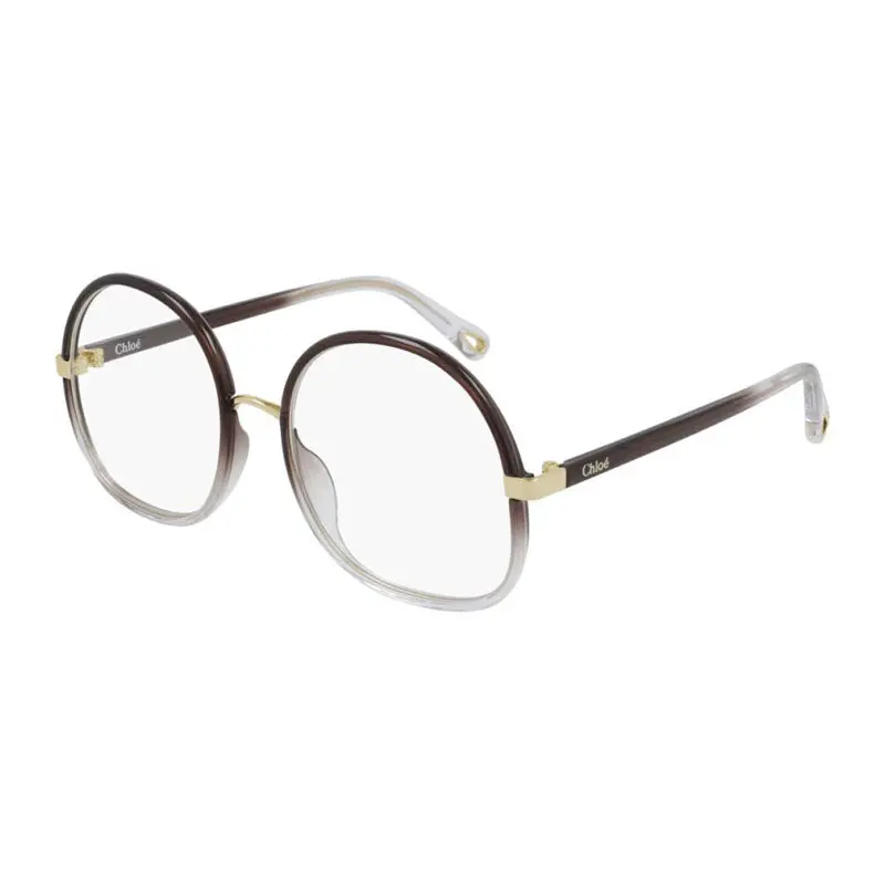 Chloe Eyeglasses Round Full Rim, Brown Gradient Frame And Clear Demo Lens Lens Ch0032o002 1