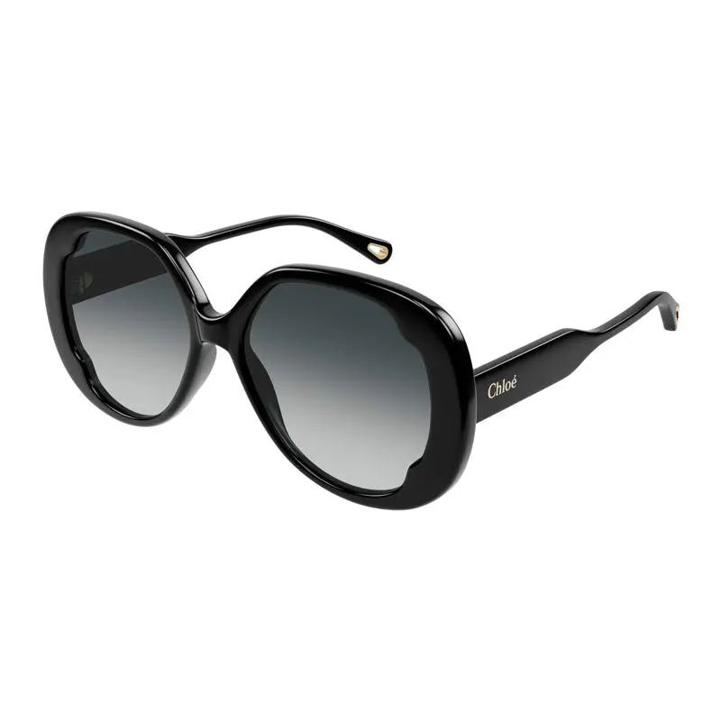 Chloe Sunglasses Oval Full Rim, Black Frame And Grey Gradient Lens Ch0195s001 1