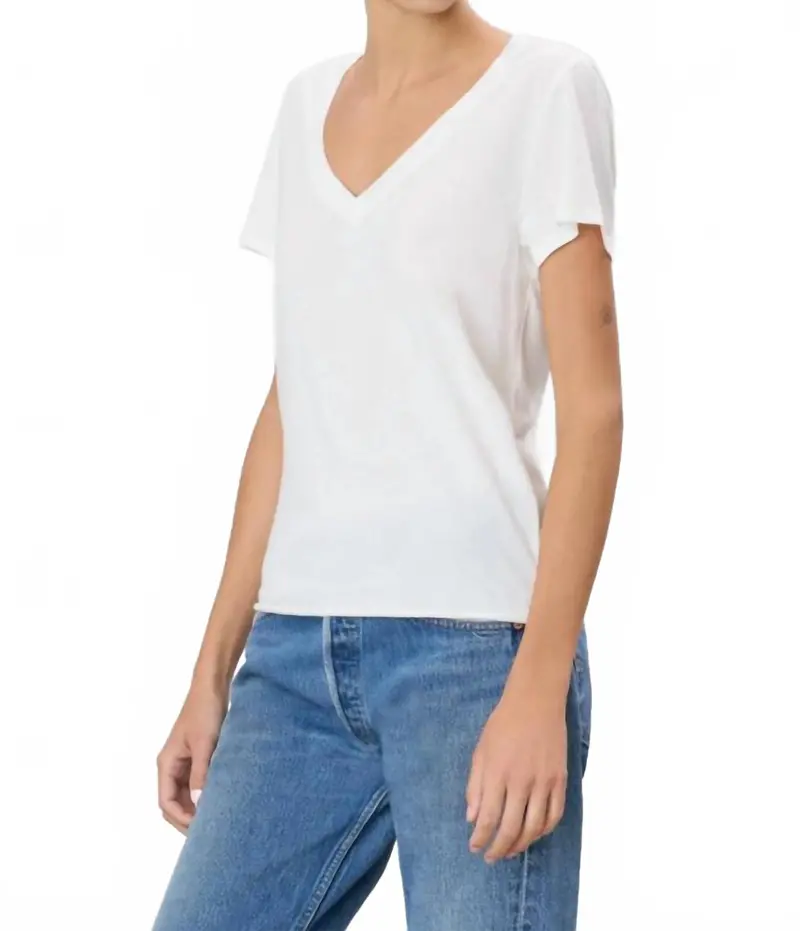 Chloe V-Neck T-Shirt In Ivory 1