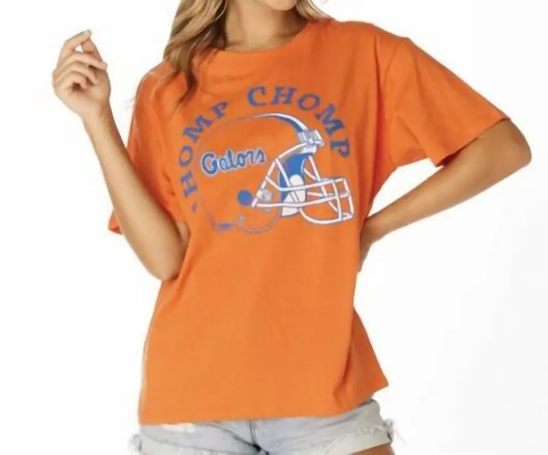 Chomp Chomp Helmet Boyfriend Tee In Orange 1